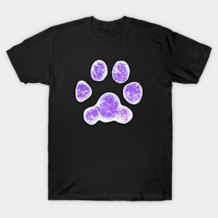 Glittery Purple Paw Print T-Shirt